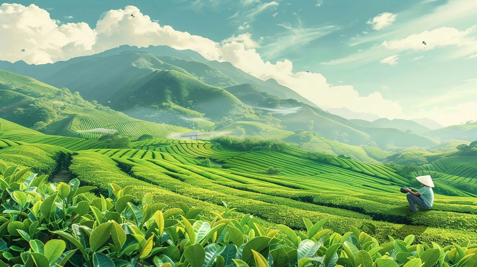 Đồn điền chè — lá chất lượng cao từ các chương trình phun lá axit amin