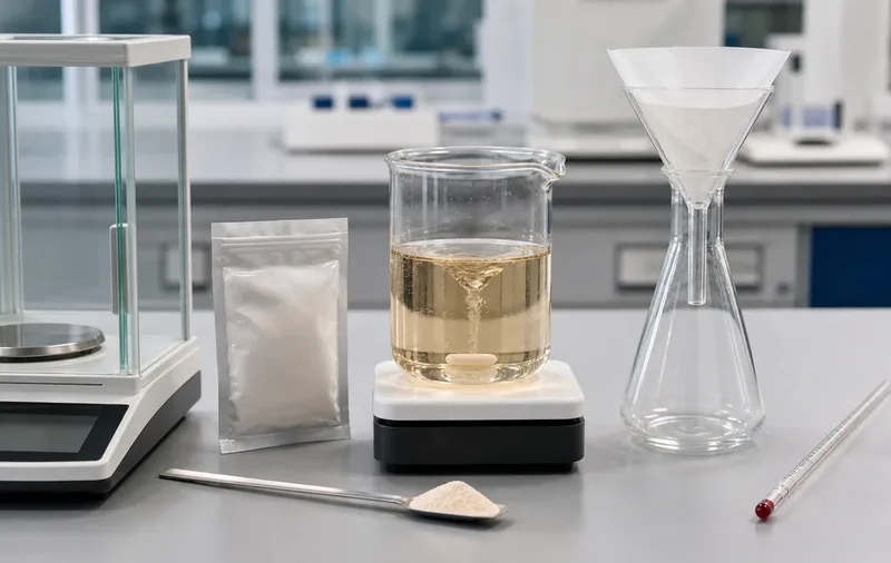 Laboratory setup for stirring and filtering an amino acid powder solution