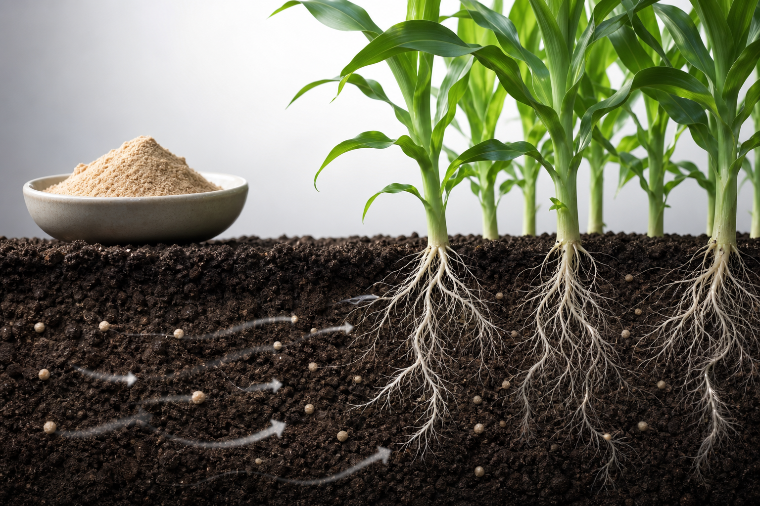 Healthy vegetable crop growth supported by balanced plant nutrition
